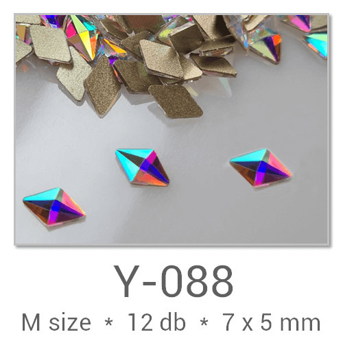 Profinails forma strasszkövek #Y-103 Crystal AB 6 db (6x6 mm legyezõ) 